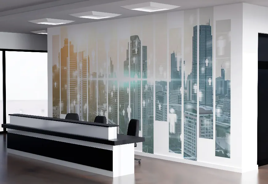 پوستر دیواری سه بعدی مشاور املاک طرح شبکه دیجیتال فناوری ارتباطات در شهر